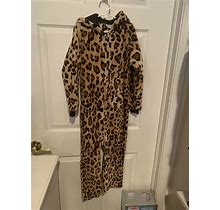 Footed Pajamas.Com Leopard Print Hooded Pajamas Adult Size Small