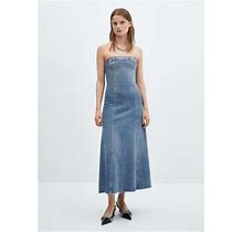 MANGO - Strapless Denim Dress Medium Vintage Blue - 8 - Women