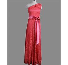 One Shoulder Bow Tie Floor Length Elegant Lace Bridesmaid Dress Wedding Party Dress Evening Dress
