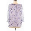 Talbots Long Sleeve Blouse: Purple Floral Tops - Women's Size Medium Petite