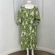 Ava & Viv Dresses | Ava Ava Off The Shoulder Long Sleeve Green Floral Maxi Dress Size 3X | Color: Green/White | Size: 3X