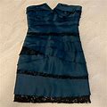 Bcbgeneration Dresses | Bcbgeneration Layered Strapless Cocktail Dress Blue With Black Lace Layers | Color: Black/Blue | Size: 8