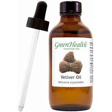 Vetiver Essential Oil - 4 Fl Oz (118 Ml) Glass Bottle W/ Cap And Glass Dropper - 100% Pure Essential Oil By Greenhealth