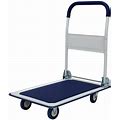 Anky 330 Lbs. Capacity Platform Truck Hand Flatbed Cart Dolly Folding Moving Push Heavy Duty Rolling Cart In Blue
