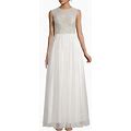 My Michelle Long Formal Lace Strapless Dress Size 3 Ivory Color W/