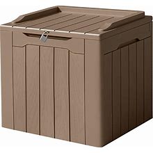 Devoko 31 Gallon Waterproof Outdoor Storage Box Resin Deck Box Lockable And UV Resistant For Patio Furniture,Garden Tools,Outdoor Toys(Light Brown)