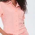 Forever 21 Tops | Nwt Coral Terry Cloth Button Down Shirt | Color: Cream | Size: S