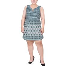 Ny Collection Plus Size Sleeveless Dress With 3 Rings - Green Birdeye - Size 3X