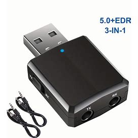 USB Wireless Audio 5.0+EDR Adapter, Mini Wireless Transmitter Receiver, Wireless Audio Adapter With 3.5mm AUX For Car Headphones PC TV Home,Temu