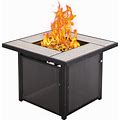 Fire Pit Tablepropane Fire Pit Table, Outdoor Gas Fire Pits Clearance, 32 Inch 50,000 BTU With Tabletop, Lid, Lava Rocks For Outside Patio, Garden,
