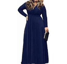 Women's Solid V-Neck Short Sleeve Plus Size Evening Party Maxi Dress