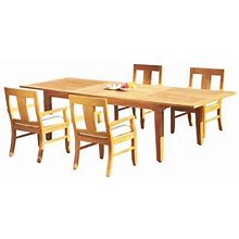 Wayfair Maron 5 Piece Teak Outdoor Dining Set Wood/Teak In Brown/White | 30 H X 82 W X 40 D In B068d4c382acb835332f5be189459e04