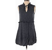 H&M Casual Dress - A-Line Tie Neck Sleeveless: Blue Polka Dots Dresses - Women's Size 2