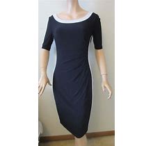 CHAPS Black & White Ruched Jersey Dress Women's Small
