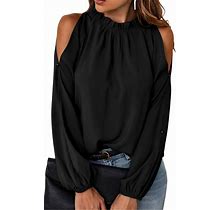 CCTOO Womens Tops Dressy Casual Cold Shoulder Ruffle Collar Blouses Fall Fashion Shirts For Work