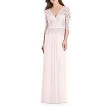 Jenny Packham Lux Chiffon Dress With Marquis Bodice In Blush Size 18