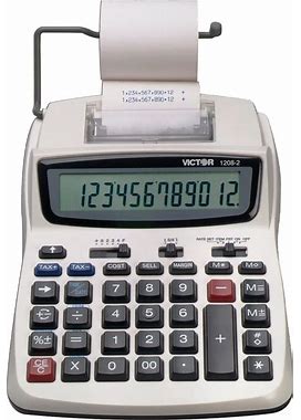 Victor Printing Calculator, 1208-2 Compact And Reliable Adding Machine With 12 Digit LCD Display, Battery Or AC Powered, Includes Adapter,White