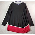 J. Jill Sweater Dress Women Medium Black Red Viscose Knit Long Sleeve Round Neck