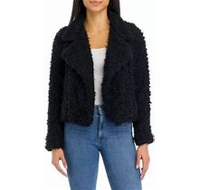 Belle Du Jour Juniors' Long Sleeve Faux Fur Jacket, Black, Medium