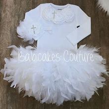 After Christening Outfit, Feather Christening Bloomer, Naming Outfit, Christening Dress, Baptism Outfit, Baby Blessing Outfit, Baptism Dress