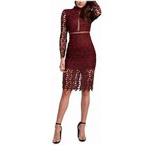 Bardot Womens Burgundy Long Sleeve Knee Length Body Con Evening Dress 10L