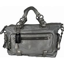 Coach Cambridge Alexa Silver Metallic Satchel Bag 14090 With Long Strap