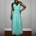 Jessica Mcclintock Dresses | Jessica Mcclintock Gunne Sax Maxi Dress Women 5/6 Blue Tulle Tiered Flounce | Color: Blue/Green | Size: 5J