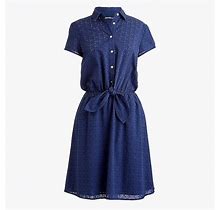 J. Crew Dresses | J Crew Eyelet Collared Tie-Front Dress (Xs) | Color: Blue | Size: Xs