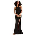 B Darlin Womens Black Slitted Lace-Up Scuba Crepe Sleeveless Halter Maxi Prom Dress Juniors 1516