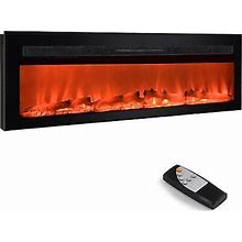 Electric Fireplace W/20 Realistic Flames, Freestanding Recessed Wall Mounted W/