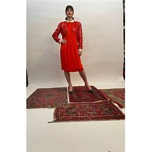 80'S Geoffrey Beene Silk Lipstick Red Faux Bolero Tuxedo Dress With Sequins