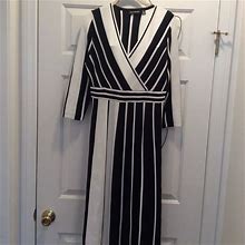Nina Leonard Dresses | Beautiful Black And White Empire Waist Dress | Color: Black/White | Size: S