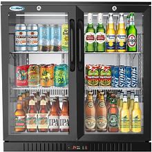 35 in. W 7.4 Cu. Ft. 2-Glass Door Counter Height Back Bar Cooler Refrigerator With LED Lighting In Black