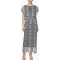 S.L. Fashions Women's Metallic Crochet Dress With Fringe Hemline