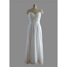 Beading Cap Sleeves Sweetheart Floor Length Chiffon Bridesmaid Dress Custom Handmade Formal Evening Dress Women's Prom Wedding Party Dresses