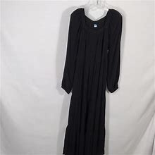 NWT Old Navy Long-Sleeve Black Button-Down Tiered Maxi Swing Dress Sz Small Tall