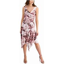 Connected Apparel Dresses | Connected Apparel Womens Pink Floral Sleeveless Midi Party Fit + Flare Dress 8 | Color: Pink | Size: 8