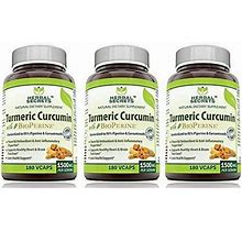 Herbal Secrets Turmeric Curcumin With Bioperine Dietary Supplement 1500 Mg Per Serving, 180 Veggie Capsules (Non-GMO) - Pack Of 3 - Supports Healthy H