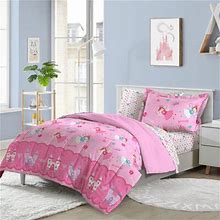 Wayfair Dream Factory Princess Reversible Comforter Set In Pink/Yellow 714C2c13b0e531de352d04b027a85140