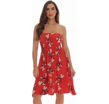 Riviera Sun Women's Strapless Tube Short Summer Dress - Casual And Comfortable Beach Dresses (Coral - Floral 2, 1X)