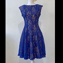 Danny & Nicole Dresses | Lace Fit Flare Dress | Color: Blue/Purple | Size: 10P