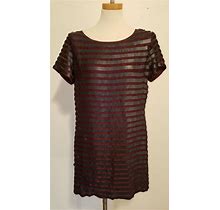 French Connection Short Sleeve Dress Size 10 Maroon With Gray Sequin