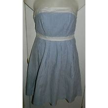 Paraphrase Dresses | Paraphrase Woman's White & Blue Striped Cotton Blend Sun Dress Size 4 | Color: Blue/White | Size: 4