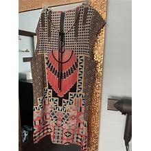 Shirt Dress Medium Womens Short Sleeve Aztec Print Lightweight Pre