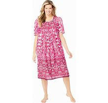 Plus Size Women's Mixed Print Short Lounger By Only Necessities In Pink Burst Ikat (Size L)
