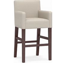 Classic Upholstered Bar Height Bar Stool, Espresso Legs, Performance Chateau Basketweave Oatmeal | Pottery Barn