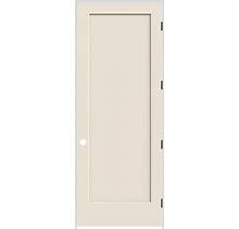 Trimlite 2880MHCMADLH1D4916 32" X 96" Primed 1-Panel Madison Molded Hollow Core 4-9/16" Jamb Left Hand Prehung Door With Black Hinges Primed Doors