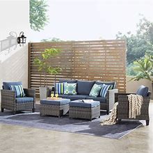 Ovios Patio Furniture Set, 5 Pieces Outdoor Wicker Rattan Sofa Couch With Chairs, Ottomans And Comfy Cushions, All Weather High Back Conversation