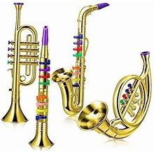 Set Of 4 Musical Instruments Toy Clarinet, Toy Saxophone, Toy Trumpet