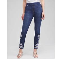 Women's Embroidered Pull-On Ankle Jeggings In Medium Wash Denim Size 18 Chico's, Matching Sets - Medium Wash Denim - Women - Size: 18